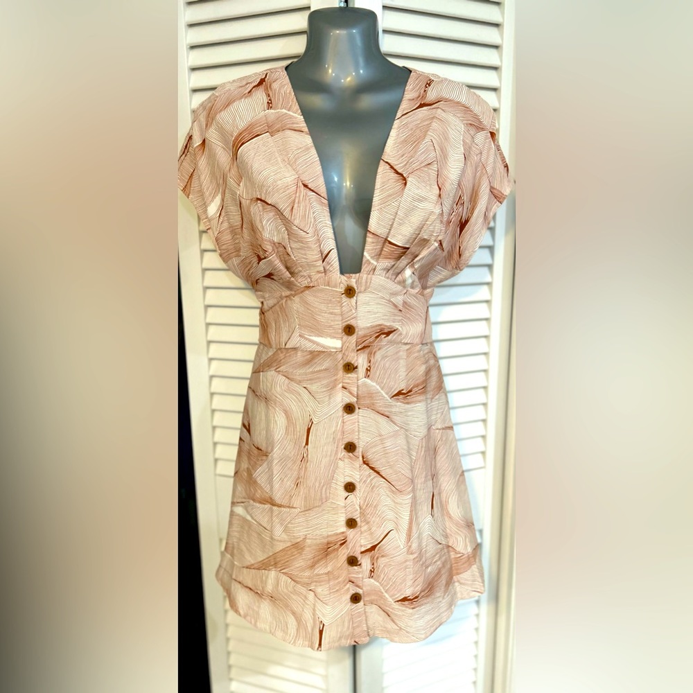 Indikah by Angel Biba NWOT Boho chic dress in dusty rust and cream - size medium